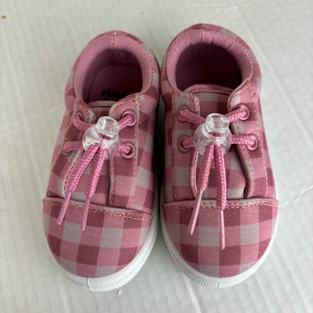 Olivia Miller-Infant Girls Plaid Sneakers w/toggle tie-Baby 5-NWOT